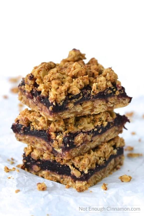 Healthier Cherry Oatmeal Bars, made without refined sugar and gluten free. The oat streusel topping is to die for! You can also use other berries like blueberries and raspberries