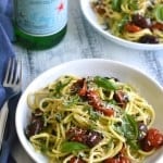 Spiralized Zucchini Pasta alla Puttanesca - a delicious Italian pasta meal made skinny, featuring cherry tomatoes and olives