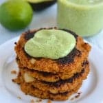 Sweet Potato Quinoa Patties with Creamy Cilantro Avocado Sauce | Find the recipe on NotEnoughCinnamon.com #vegetarian #healthy