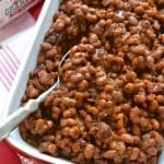 Homemade baked beans made in the slow-cooker for convenience. Very minimal prep, super easy to make | Find the recipe on NotEnoughCinnamon.com #dinner #crockpot #glutenfree