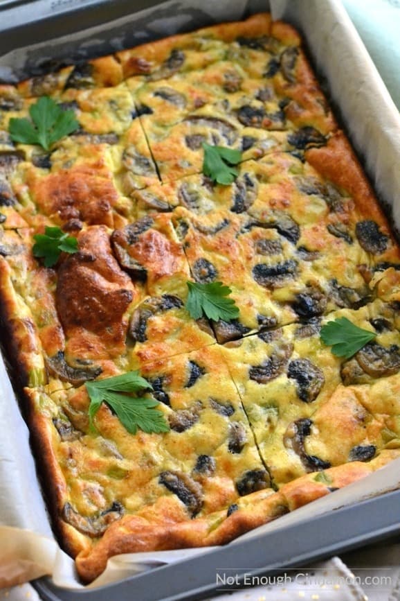 Leek, Mushroom and Ricotta Frittata | Find this easy and delicious recipe on NotEnoughCinnamon.com