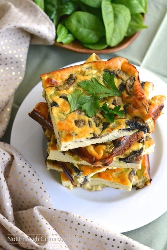 Leek, Mushroom and Ricotta Frittata | Find this easy and delicious recipe on NotEnoughCinnamon.com