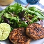 Lean chicken patties, made with sweet and black beans and seasoned with southwestern spices #healthy #dinner #glutenfree