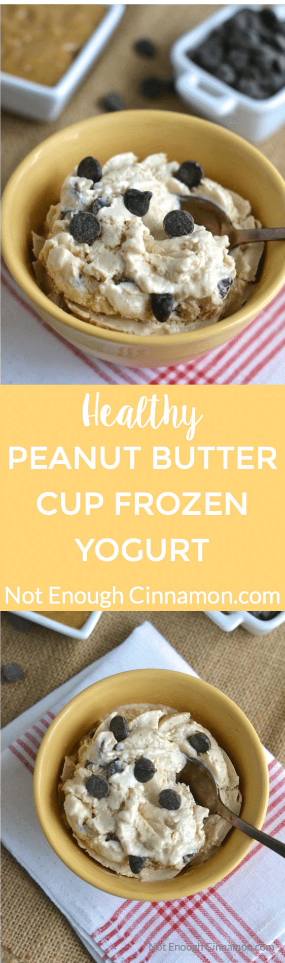 Peanut Butter Cup Frozen Yogurt aka Healthy Reese's Ice Cream - Click to find the recipe on NotEnoughCinnamon.com