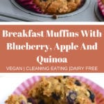 Pinterest graphic of apple blueberry quinoa breakfast muffiins