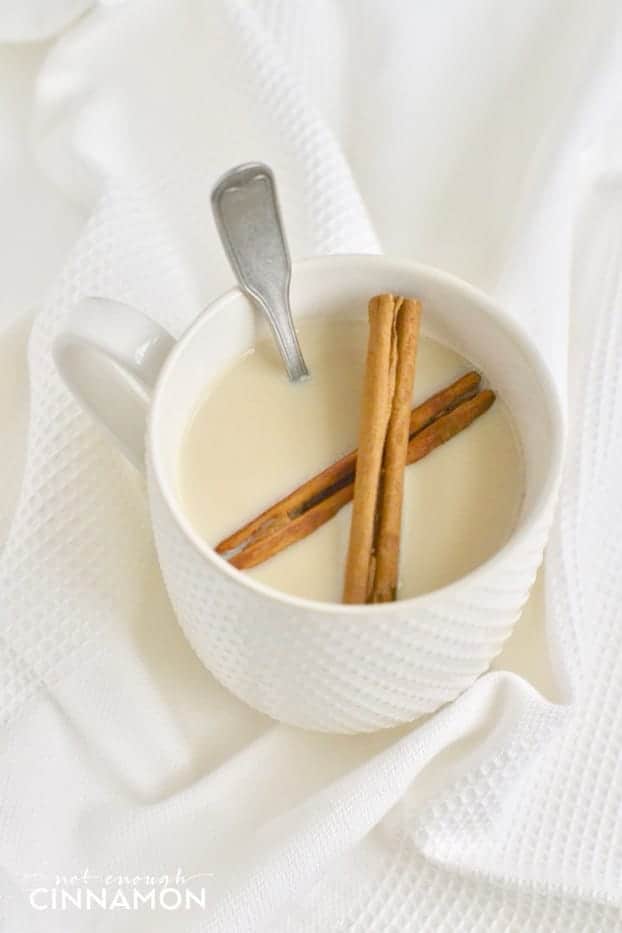 Super simple hot chai almond milk - A comforting hot drink to warm your soul this winter! Click to see the recipe on NotEnoughCinnamon.com