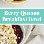 A filling, delicious and healthy breakfast made with quinoa and mixed berries #glutenfree #cleaneating #refinedsugarfree