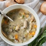 An easy mushroom soup that's super filling thanks to the addition of rice! #glutenfree #vegetarian #vegan #plantbased #eatclean #glutenfree