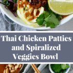 Thai Veggie Bowl with Thai Chicken Patties and Peanut Sauce