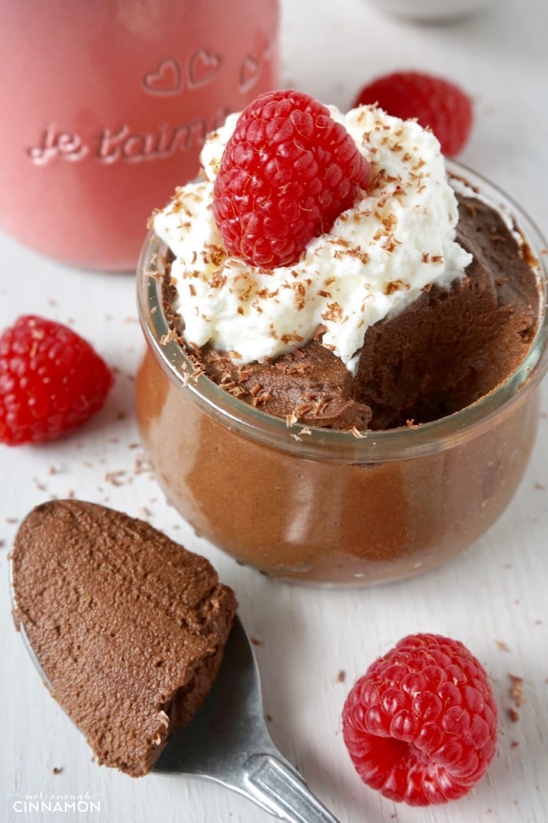 A rich and silky healthy chocolate mousse made with a secret ingredient – avocado. Super easy to make and perfect for Valentine's Day! Vegan + refined sugar free