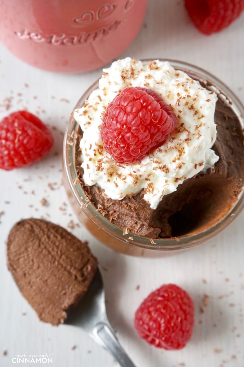 A rich and silky healthy chocolate mousse made with a secret ingredient – avocado. Super easy to make and perfect for Valentine's Day! Vegan + refined sugar free