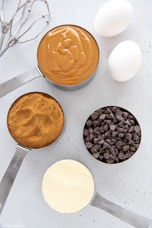 overhead shot of ingredients needed to make protein cookies 