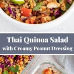 Pinterest Graphic for Asian Quinoa Salad with Creamy Peanut Dressing