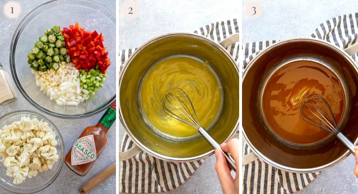 picture gallery demonstrating how to make the perfect roux for vegan gumbo 