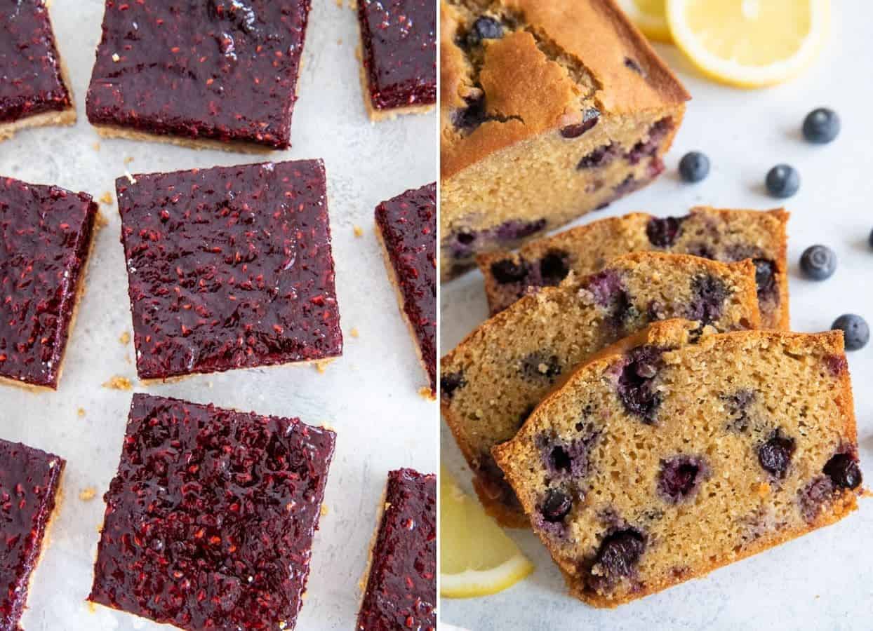 paleo raspberry bars and paleo lemon bread served as kosher passover dessert 