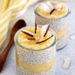 pina colada chia pudding served in mason jars