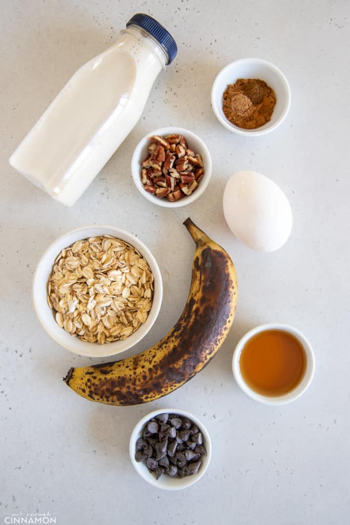 ingredients needed for making banana bread baked blended oats in the micowave 