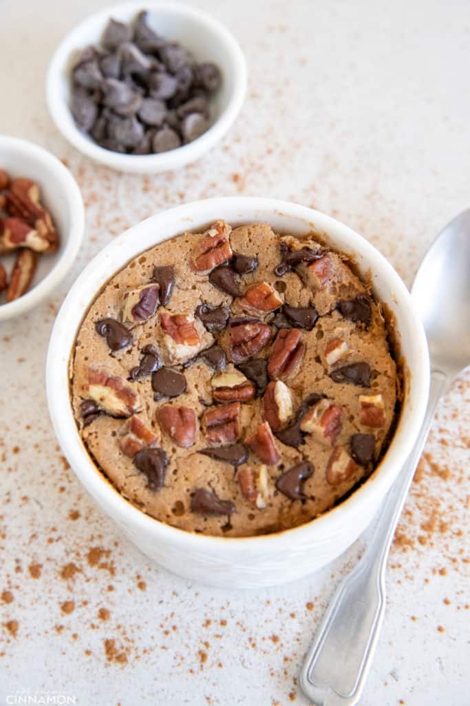 banana bread baked blended pats topped with pecans and chocolate chips 